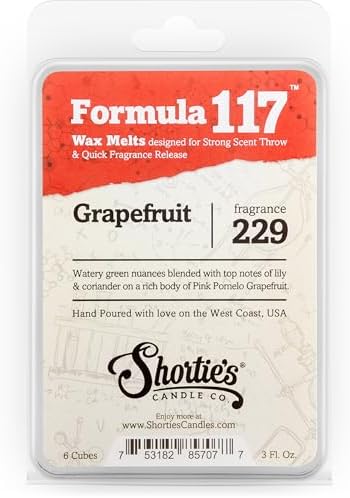 Shortie's Candle Company Grapefruit Premium Wax Melts - 3 Oz., Strong & Long Lasting, Non-Toxic - Made with Essential & Natural Oils - Formula 117