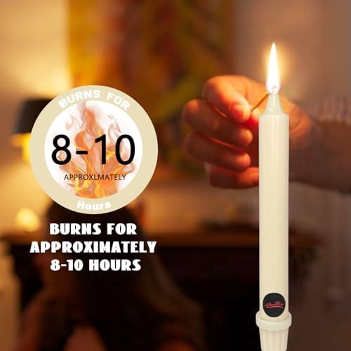 NJAO HOO Ivory Candlesticks 8 Inch Unscented Taper Candle Dripless Handmade Colored Candles for Home Decor Dinner Table Kitchen and Bedroom, 4 Pack