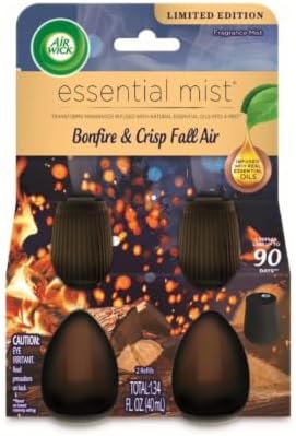 Air Wick Essential Mist Diffuser Oil Refill, Bonfire & Crisp Fall Air, 2ct