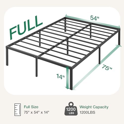 Novilla Full Size Bed Frame, 14 Inch Metal Platform Bed Frame Full Size with Storage Space Under Bed Frames, Heavy Duty Steel Slat Support, No Box Spring Needed, Easy Assembly