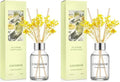 COCODOR Flower Reed Diffuser Set / 3.4oz / Lemon Eucalyptus/Scent Diffuser with Sticks Home Fragrance Reed Diffuser for Bathroom Shelf Decor (Pack of 2)