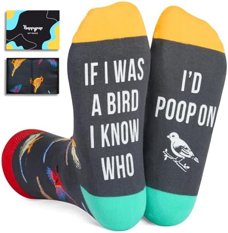 Funny Socks for Women Men - Novelty Crazy Socks Bird Butterfly Gifts, Bird Stocking