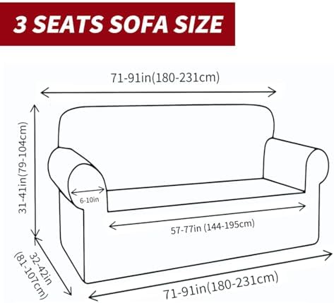 YEMYHOM Couch Cover Latest Jacquard Design High Stretch Sofa Covers for 3 Cushion Couch, Pet Dog Cat Proof Slipcover Non Slip Magic Elastic Furniture Protector (Sofa, Christmas Wine Red)