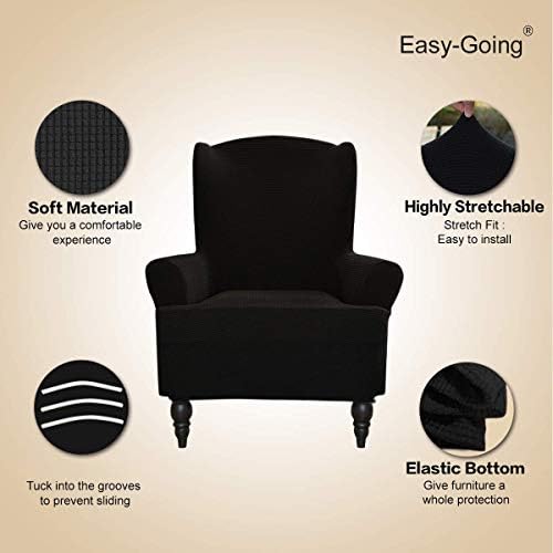 Easy-Going Stretch Wingback Chair Sofa Slipcover Black