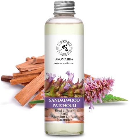 Reed Diffuser Refill Sandalwood & Patchouli 6.4 fl oz - Scented Refill with Essential Oils - Home & Office Fragrance - Aromatherapy - Spa, Boutique