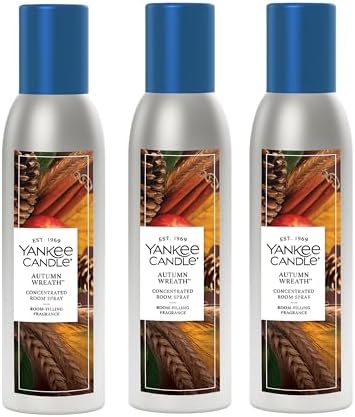 Yankee Candle Concentrated Room Spray, Autumn Wreath Cinnamon Apple, Air Freshener Odor Eliminator For Instant Home Invigoration, 1.5 Ounce (Pack of 3)