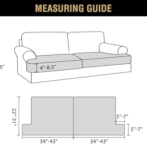 H.VERSAILTEX Stretch Velvet 2 Piece T Cushion Sofa Slipcovers for Living Room Individually Sofa Covers for 2 Cushion Seat Cushion Covers Stay with Elastic Bands (Sofa, French Oak)