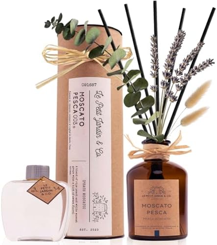 Reed Diffusers - Oil Sticks Diffuser Set with Real Dried Flowers - Reed Diffusers for Home, Bathroom & Office | Air Freshener Fragrance Sticks for Shelf Decor & Gifts by Le Petit Jardin & Co.