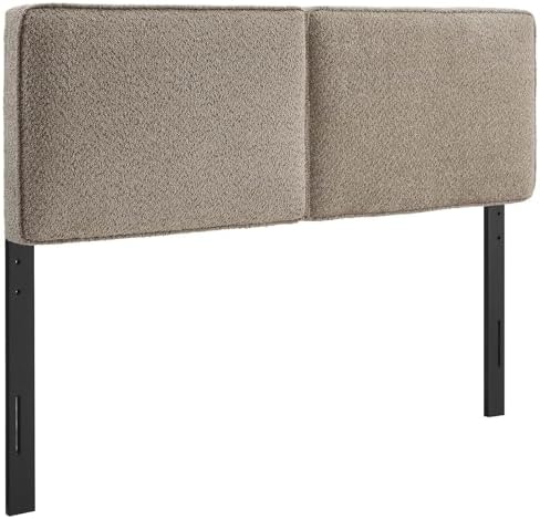 Modway Lindee Full Size Upholstered Headboard with Tan Vegan Leather - Modern Faux Leather Full Headboard with Height-Adjustable Mounting Positions - Padded Pillow Style