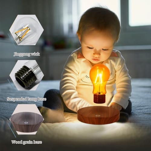 Magnetic Levitation Floating Light Bulb Lamp, Levitating Lamp Rotating LED Light Bulb Night Light Decorative Desk Lamp for Home Table Decor