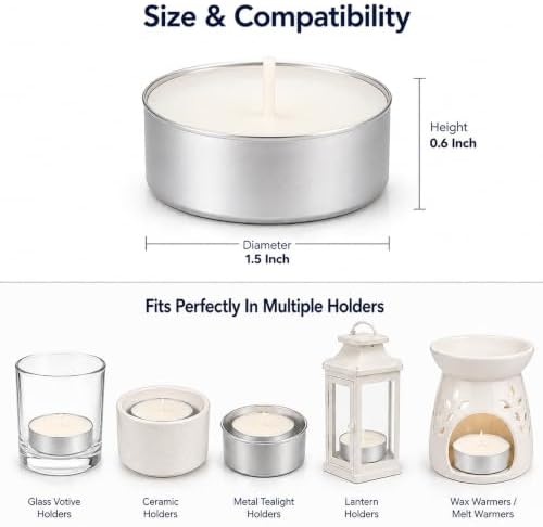 Tea Lights Candles 100 Pack, 4 Hour Palm Wax Tealights