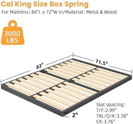 2 Inch California King Sag-Proof Wooden Slats Box Spring with Round Corners