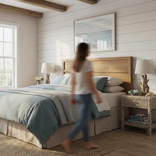 ComfIQ Serene Wood Panel Headboard with Clean-Line Design, King, Pine