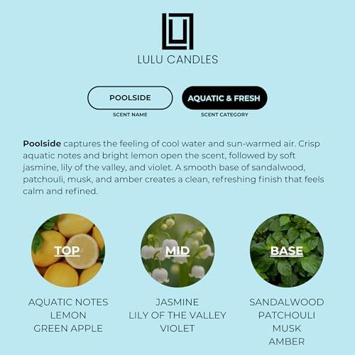 Lulu Candles | Poolside | Luxury Scented Soy Jar Candle | Hand Poured in The USA | Highly Scented & Long Lasting (9 Oz.)