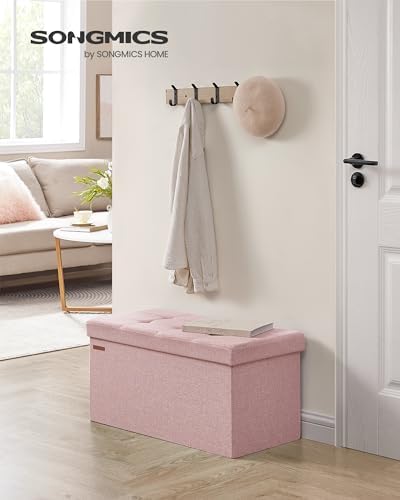 SONGMICS 30 Inches Folding Storage Ottoman Bench, Load 660 lb