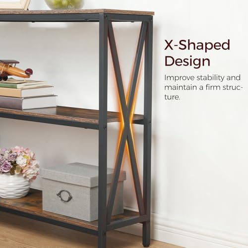 MAHANCRIS 47.2" Sofa Table, Industrial Console Table, 3-Tier Entryway Table