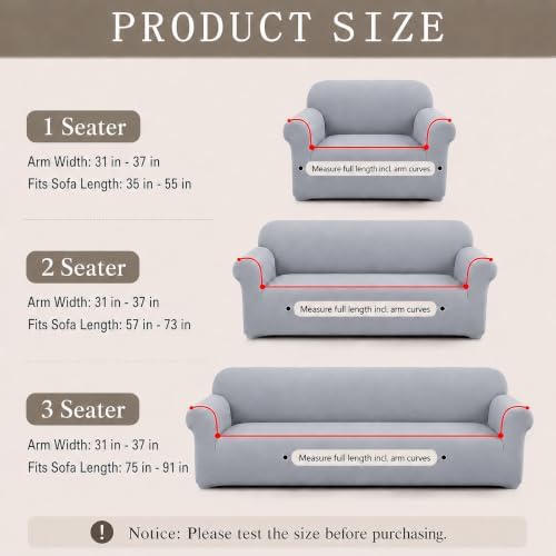3Pcs Sofa Cover Stretch Soft with Non-Slip Foam and Elastic Bottom