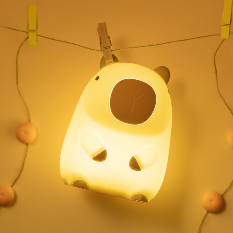 Cute Capybara Night Light, LED Squishy Night Lamp, 2 Levels Dimmable Nursery Nightlight, Rechargeable Touch Lamp, Dorm Decor, Funny Gifts (Normal)