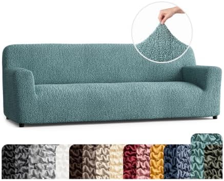 PAULATO Premium Stretch Couch Covers for Sofa - Sofa Chair Cover Washable, Dogs & Pets Friendly - Elastic Polyester Loveseat Slipcovers - Non-Slip Love Seat Couch Covers - Teal (86"-120" Wide)