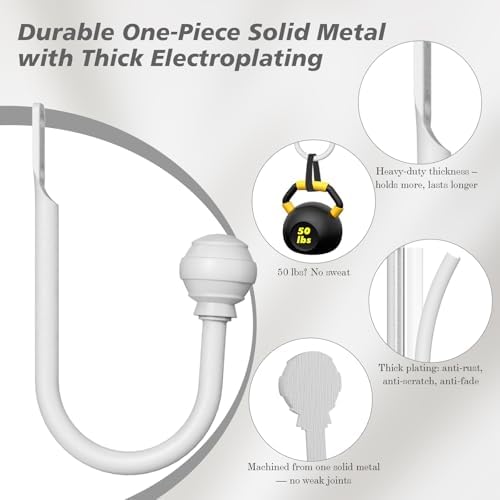 Hion Curtain Holdbacks White 4pcs, Curtain Tiebacks Wall Mounted Hooks