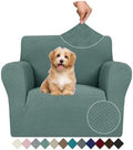 JIVINER Stretch Armchair Slipcovers, 1 Piece Chair Sofa Covers 1 Seater Couch Covers with Elastic Bottom for Kids, Pets (Pea Green, Chair)