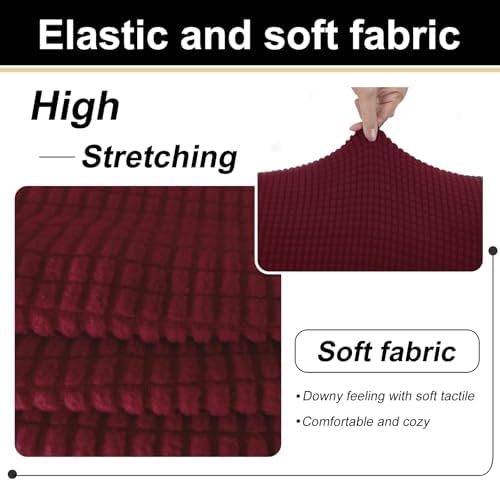 U-NICE HOME 4 Pieces Stretch Couch Cover Sofa Slipcover, Burgundy