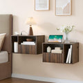 BuildHom Floating Nightstand Set of 2 with Charging Station, Walnut