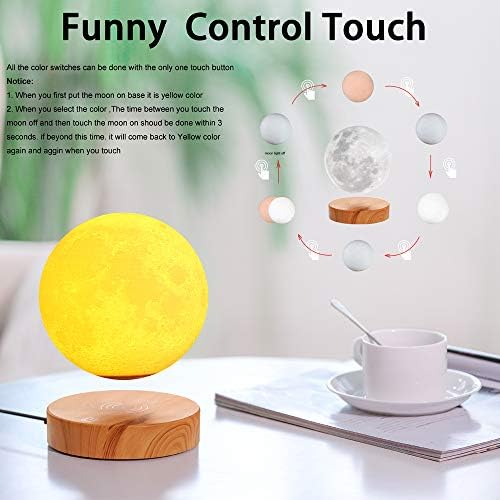 Levitating Moon Lamp,Floating and Spinning in Air Freely with 3D Printing LED Moon Light Has 3 Colors for Unique Gifts,Room Decor (3 Colors)