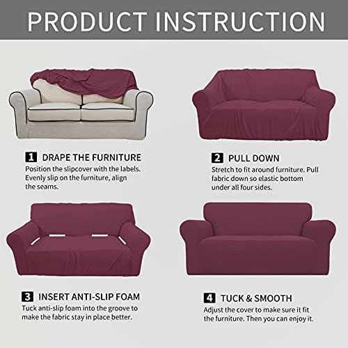 Easy-Going Stretch Oversized Loveseat Couch Covers Washable ASH Rose