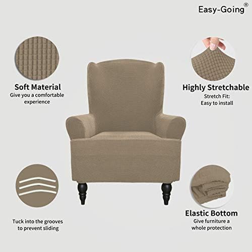 Easy-Going Stretch Wingback Chair Sofa Slipcover Natural