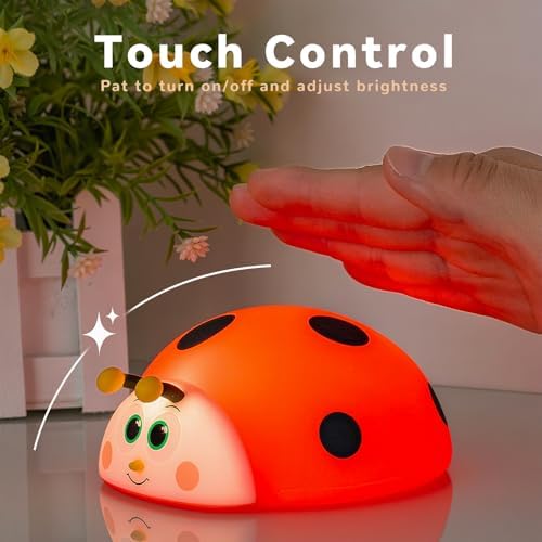 AVEKI Cute Ladybug Nightlight for Baby, Soft Silicone Night Light ﻿