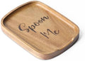 5.9 Inches Acacia Wood Spoon Rest For Stove Top - Smooth Rectangular Wooden Spoon Holder For Kitchen Counter with Non Slip Silicone Feet, Perfect Holder for Spoons, Brown, Labeled "Spoon"