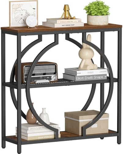 Snughome Entryway Table with 3 Tier Storage Shelves, Narrow Console Table