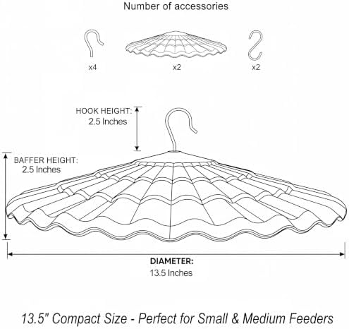 13.5'' Bird Feeder Rain Guard - Bright Dome Shield Umbrella Cover, Squirrel Proof Baffle for Outside Pole & Hanging Standard Wild Bird Feeders, Weatherproof Shatterproof Canopy,(2 Pack, Coffee)