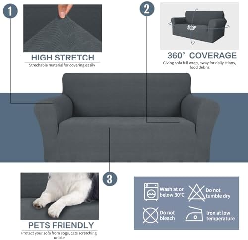 JIVINER Stretch Armchair Slipcovers, 1 Piece Chair Sofa Covers 1 Seater Couch Covers with Elastic Bottom for Kids, Pets (Small, Dark Gray Rhomb)