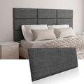 Upholstered Wall Mounted Headboard for Twin in Dark Grey, Peel and Stick Wall Padding Panel Terry Cloth, 6 Panels Sized 9.84" x 23.62"