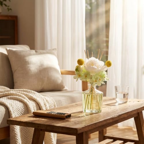 COCORRÍNA Reed Diffuser - Gardenia 8.5 Fl.oz Flower Reed Diffuser Set with 8 Sticks, Home Fragrance Reed Diffuser for Home Bedroom Office Bathroom Shelf Decor (Master Collection)