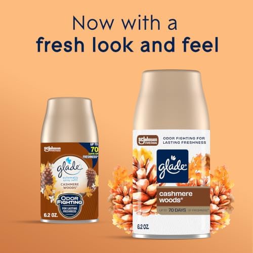 Glade Automatic Spray Refill, Air Freshener for Home and Bathroom, Cashmere Woods, 6.2 Oz, 2 Count