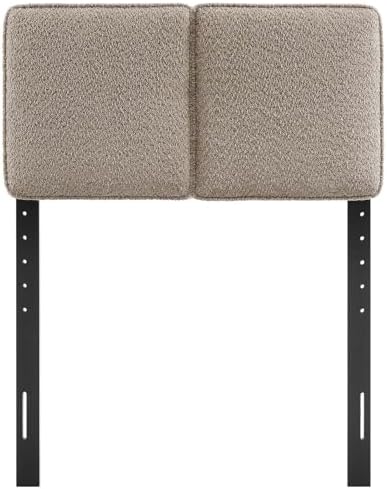 Modway Lindee Twin Size Upholstered Headboard with Slate Boucle Fabric - Pillow Style Headboard for Kid's Room or College Dorm - Fabric Twin Headboard with Adjustable Mounting Positions