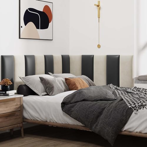 IFNOW Wall Mounted Headboard, Peel and Stick Panels, Black, Queen