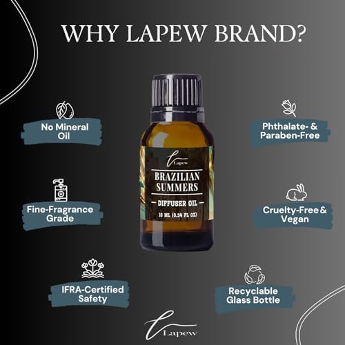 Lapew Brazilian Summers Waterless Diffuser Oil | Brazilian Waves Fragrance Oil for Nebulizer & Cold Air Diffusers | Scented Home Oil | 0.34 fl oz