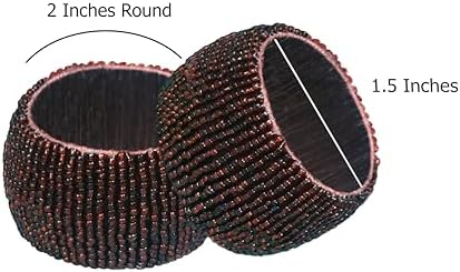 COTTON CRAFT Glitz Handmade Beaded Napkin Rings - Set of 12 - Brown