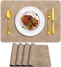 ADRIMER Fall Placemats Set of 4, Heat Resistant Faux Leather, Apricot