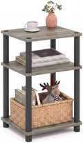 Furinno JUST Toolless 3-Tier Side Table, Open Shelf End Table, French Oak
