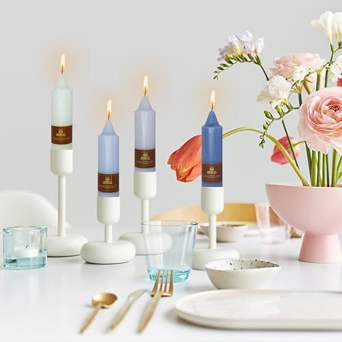 NJAO HOO Blue Short Taper Candle 5 Inch Candlesticks Unscented Dripless Gradient Colored Tapered Candle Set for Home Decor Wedding Party Dinner Candles, 4 Pack