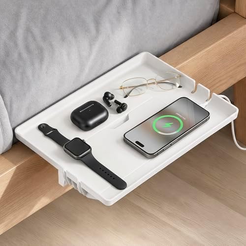 Clamp-On Bedside Tray 13x9.5'' Bedside Shelf White
