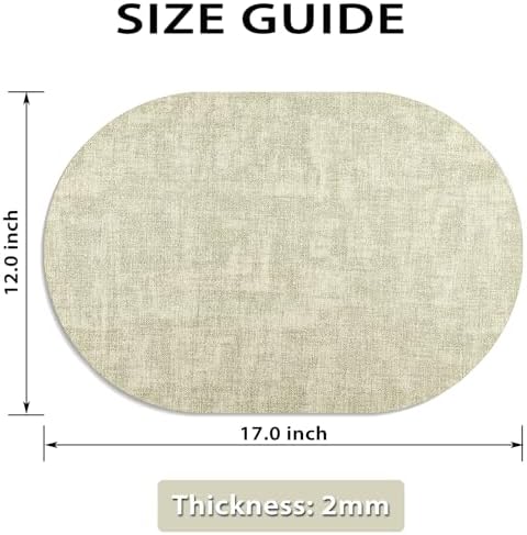 Faux Leather Oval Placemats Set of 8, Sage Green