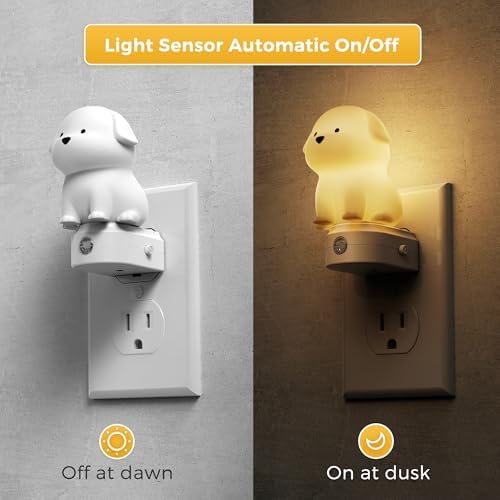 L LOHAS LED Plug in Night Light for Kids, 3D Cute Puppy Night Lights