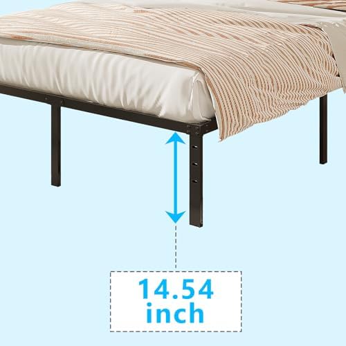 Bonnlo King Size Bed Frame 16 Inch Platform Bed Metal Mattress Foundation,Heavy Duty Steel Slat Support,No Box Spring Needed,Black