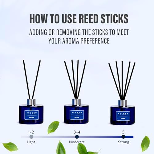 Xcleen Reed Diffuser, 6.7 Oz Escape Scented Diffuser with Sticks, Long Lasting Fragrance Air Freshener, Bathroom Shelf Decor